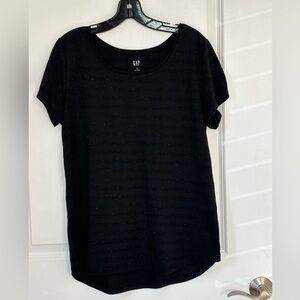 GAP Women's Black Short Sleeve Tee, size large with subtle sparkle threads